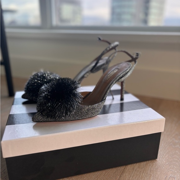 Aquazurra powder puff sling heel - Silver. 7.5 - Picture 6 of 7